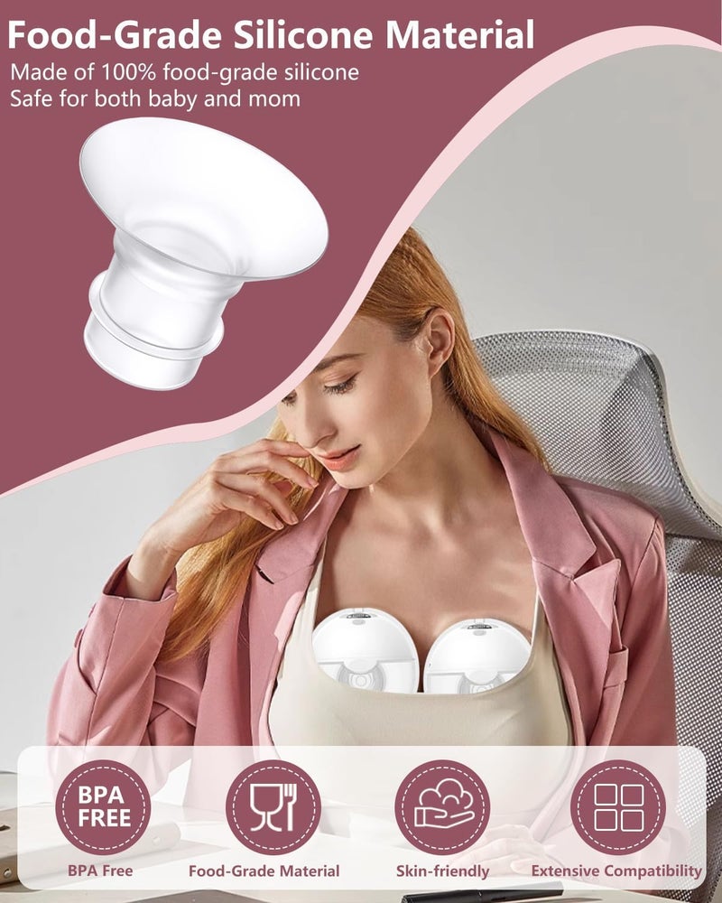 BDICOVE 4 قطع إدخال فلانج مضخة الثدي 21 مم متوافقة مع Momcozy/Spectra/Medela/eufy/Elvie/Lansinoh/Paruu P10 مضخة الثدي، تناسب Momcozy M5/M9/M6/V2 Pro/V2 pro/S12 Pro/eufy E10 S1 S1 Pro، 24 مم فلانج - Image 4